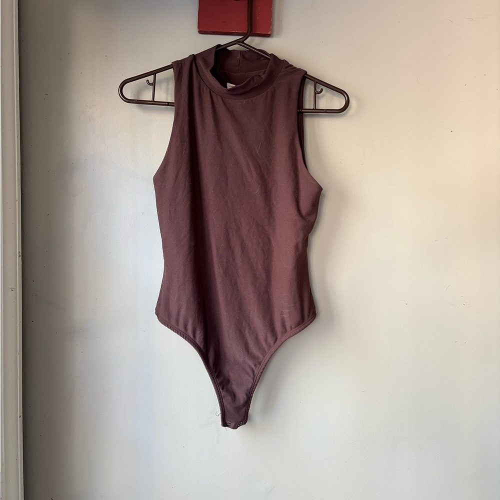 Tjmaxx Olive & Oak Sleeveless Chocolate Turtleneck Bodysuit XS/S